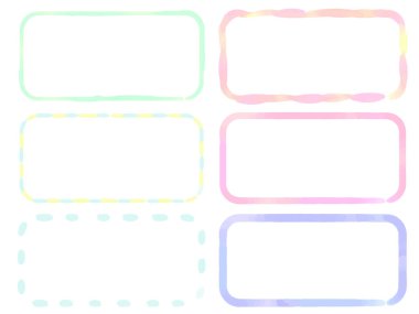 Pembe, sarı ve açık maviyle suluboya renklerle boyanmış renkli dikdörtgen çerçeveler. Nazik ve muhteşem bir el yapımı tasarım..