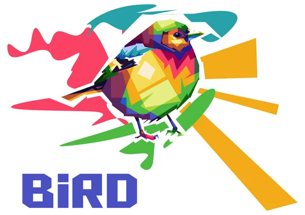 Illustrazione Astratta Uccello Colorato Wpap Pop Art Illustrazione Design Wpap — Vettoriale Stock