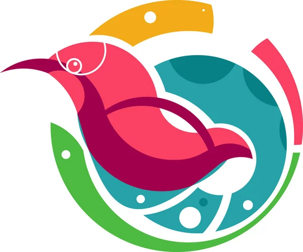 カラフルな鳥のイラストスタイルのロゴデザイン フラットデザインのイラストイラストアートワーク — ストックベクタ