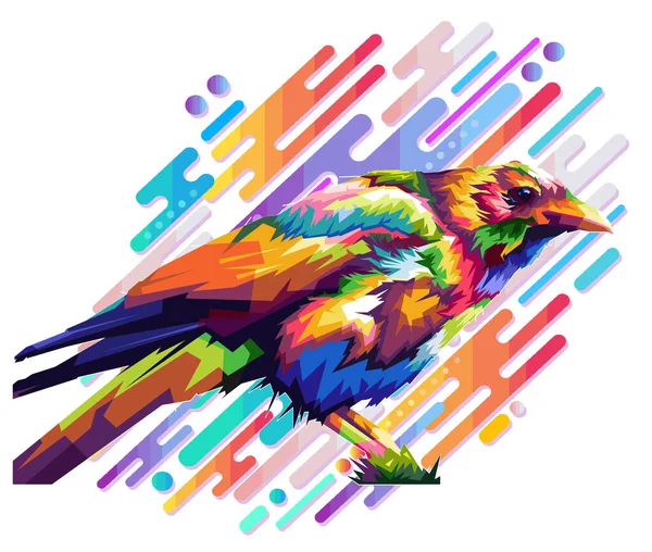 Illustration Des Abstrakten Designs Einer Krähe Mit Einem Speziellen Farbenfrohen — Stockvektor