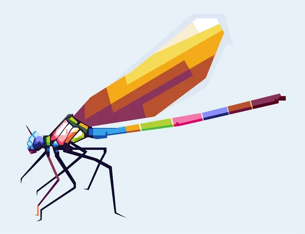 Trollslända Insekt Djur Design Tecknad Wpap Popart Konstverk Illustration Med — Stock vektor