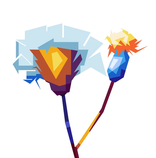 Květiny Louce Design Kreslený Wpap Popart Umělecké Ilustrace Chladnou Barvou — Stockový vektor