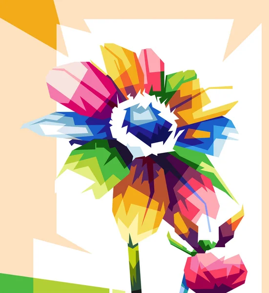 Лучшие Цветы Цветут Утреннем Дизайне Мультфильма Wpap Поп Иллюстрации Искусства — стоковый вектор