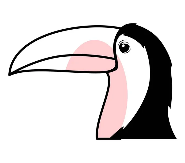 トーカン鳥の漫画 幸せなTukan隔離されたデザインアートワークラインアートのベクトルイラスト — ストックベクタ