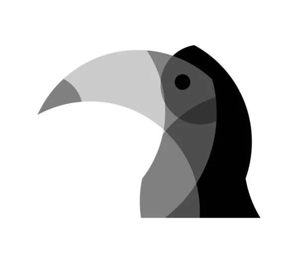 Ασπρόμαυρο Toucan Πουλί Κινούμενα Σχέδια Vector Εικονογράφηση — Διανυσματικό Αρχείο