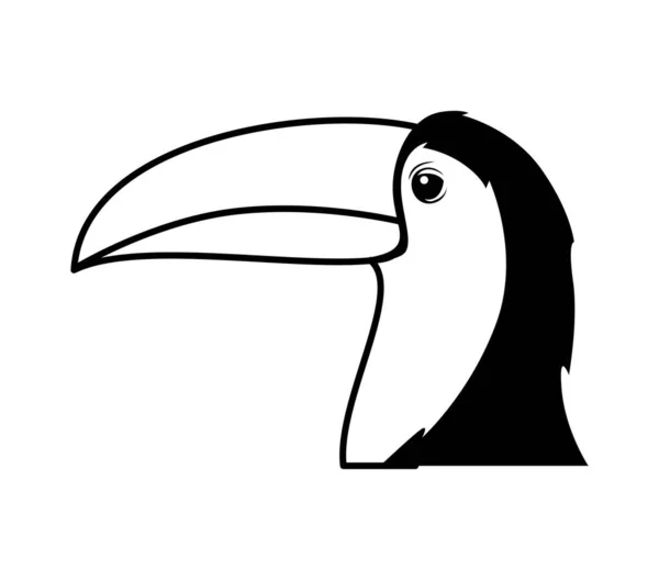 Ligne Art Siluet Toucan Oiseau Dessin Animé Illustration Vectorielle Meilleure — Image vectorielle