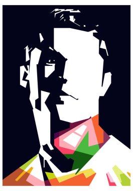 Cristiano Ronaldo siluet çizgileri koyu, izole düz arkaplan, wpap pop sanat vektörü