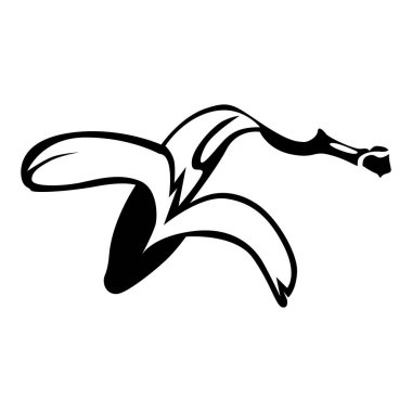 Muz derisi siluetinin tasarım çizimi. Serin renkleri olan minimalist vektör çizimi.