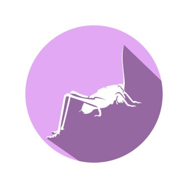 Uzun gölgeli çekirge ikonu vektör tasarımı karikatür minimalist vektör çizimi serin renkler
