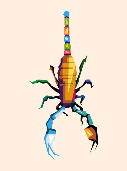 Scorpion Illustration Design Med Speciella Färgglada Färger Tecknad Wpap Popart — Stock vektor