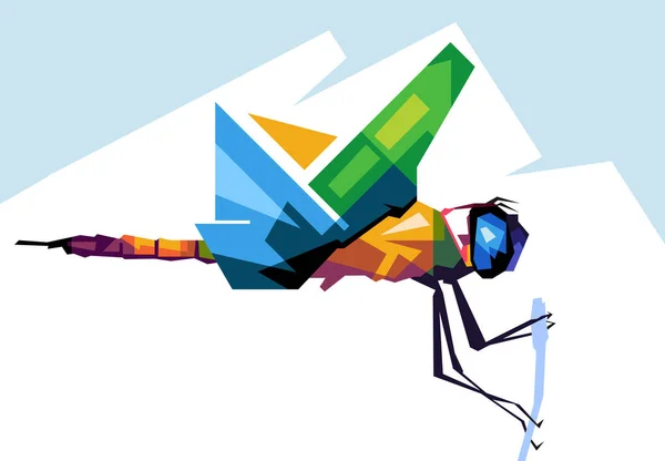 Дизайн Ілюстрації Dragonfly Спеціальними Барвистими Кольорами Мультиплікаційний Поп Арт Ілюстрація — стоковий вектор