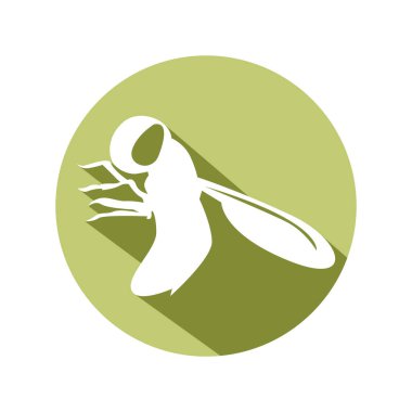 Eşek arısı tasarımı. Uzun gölge tekniği, karikatür minimalist vektör çizimi ve serin renkleri var.