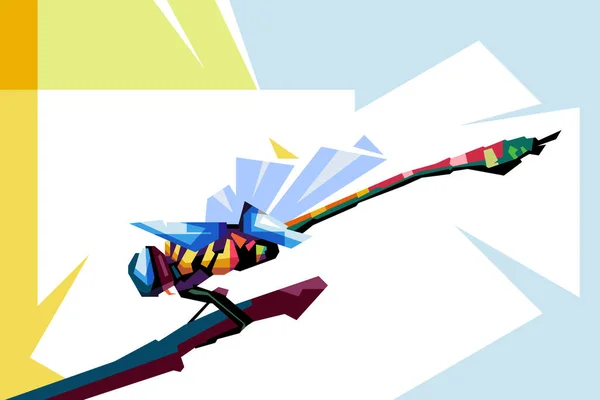 Πολύχρωμο Pop Τέχνη Dragonfly Εικονογράφηση Σχέδιο Κινουμένων Σχεδίων Wpap Popart — Διανυσματικό Αρχείο