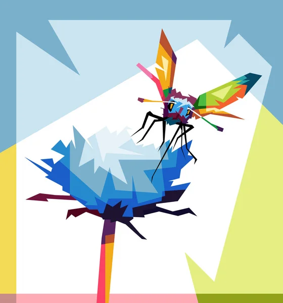 Unikátní Hmyz Ilustrace Design Popart Karikatura Wpap Popart Umělecké Ilustrace — Stockový vektor
