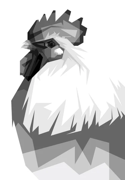 Дизайнерська Ілюстрація Чорно Білий Півень Голова Вапінг Поп Арт Векторний — стоковий вектор