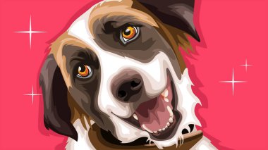 Gülümseyen köpek çiziminin vektör tasarımı