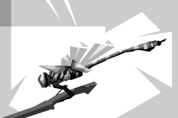 Illustratie Van Zwart Wit Libelle Wpap Pop Art Vector Stijl — Stockvector
