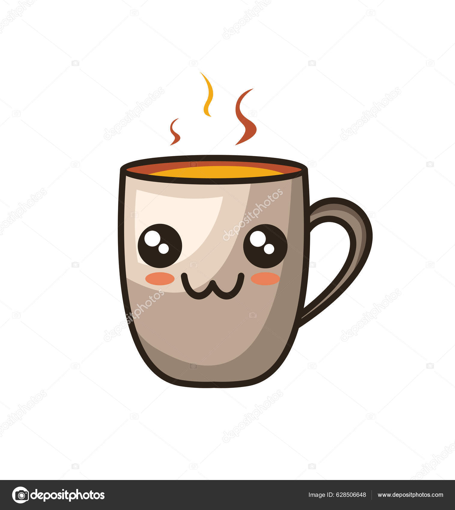 Emoticon Coffee Cute Design Vector Illustration Minimalist Icon Stock