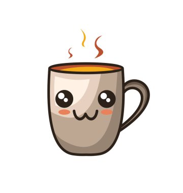 Duygusal Kahve Şirin Tasarım Vektör İllüstrasyon Minimalist simgesi