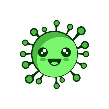 Duygusal Corona Virüsü Gülümseyen Tasarım Vektör İllüstrasyon minimalist simgesi