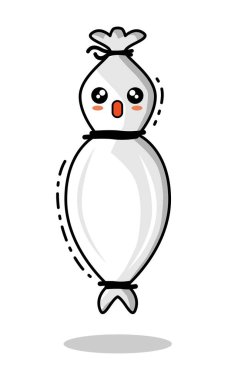 Duygusal Hayalet Pocong Wow Tasarım Vektörü illüstrasyon minimalist simgesi