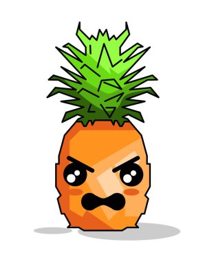 Duygusal Ananas Öfkeli Tasarım Vektörü illüstrasyon minimalist simgesi