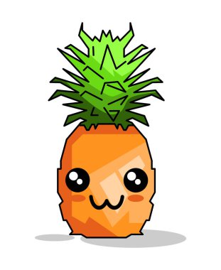 Duygu Ananas Şirin Tasarım Vektör İllüstrasyon minimalist simgesi