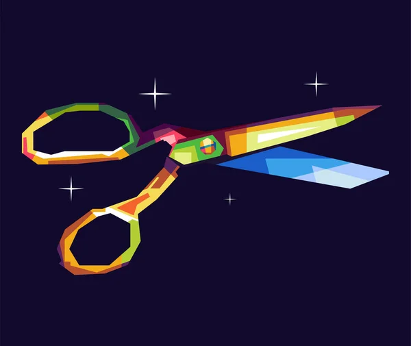 izole edilmiş bir pop sanat wpap koyu arkaplan tasarımı, vektör pop sanatı ile renkli makas çizimi tasarımı
