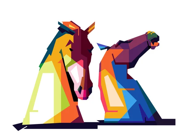 WPAP pop sanat tekniği ile renkli at heykeli çizimi tasarımı