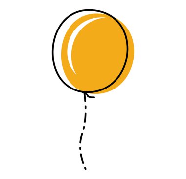 Balon Çizgisi Sanatı Sarı Tasarım Minimalist Vektörü