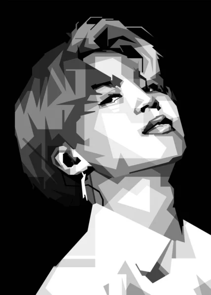 Gri Tonlu Park Ji Min BTS personeli, wpap popart çizim tasarımı