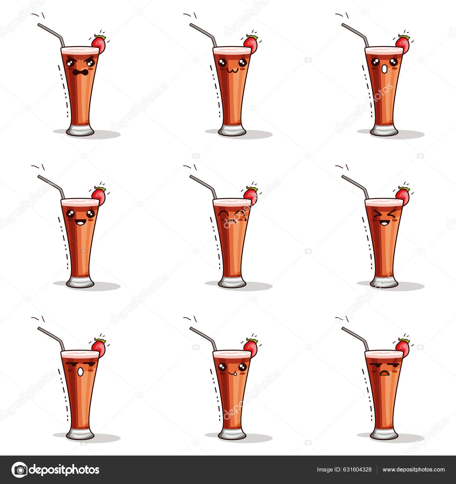 Emoticon Juice All Set Design Vector Illustration Minimalist Icon