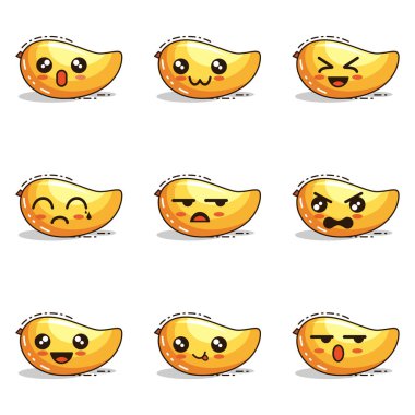 Duygusal Mango Tüm Set Tasarım Vektörü illüstrasyon minimalist abtsrtack rengi