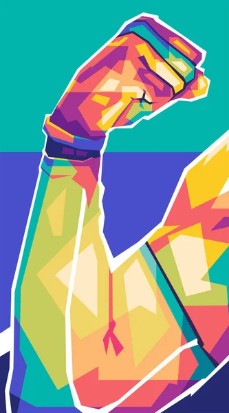 Güçlü kas boksörü renkli Popart wpap illüstrasyon vektör tasarımı