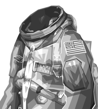 Siyah ve beyaz astronot kıyafeti Popart wpap illüstrasyon vektör tasarımı
