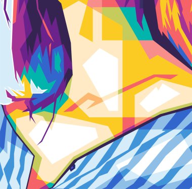 Güzel kadın boyun tasarımı renkli vektör çizimi wpap popart