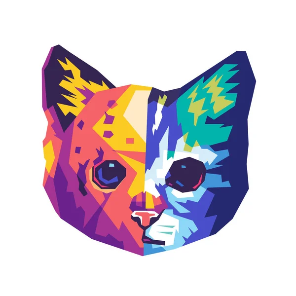 Kedi maskesi renkli tasarım vektör illüstrasyon wpap popart