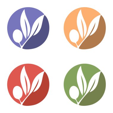 Renkli minimalist yapraklar seti, tasarım vektörü illüstrasyonu