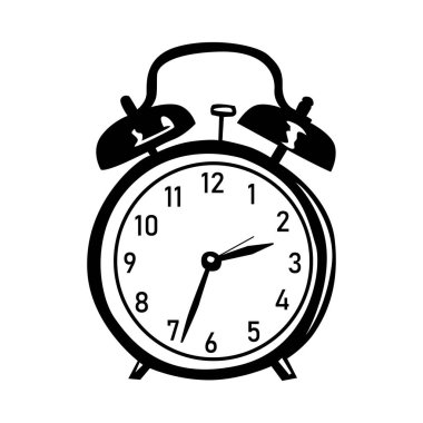 Black silhouette Alarm illustration design, White background