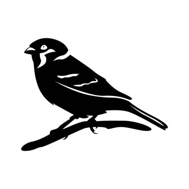 Illustration design Sparrow Black silhouette, White background