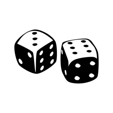 Cool Dice illustration design Black silhouette, White background