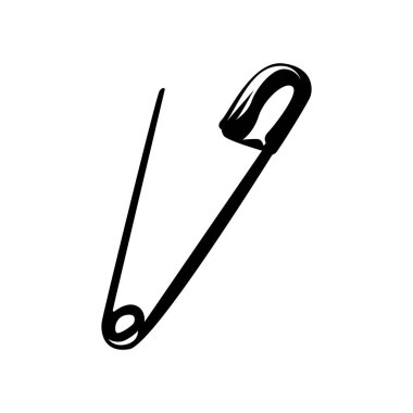 Black silhouette safety pin illustration design, white background