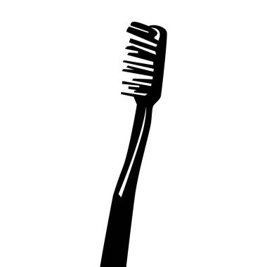 Toothbrush illustration design black color silhouette, white background