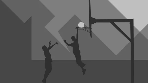 Basketball Duel Background Design Wpap Pop Art Illustration High Quality — Διανυσματικό Αρχείο