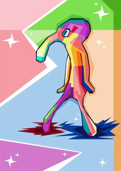 Mürekkep balığı çizimi renkli wpap popart biçimi vektörü