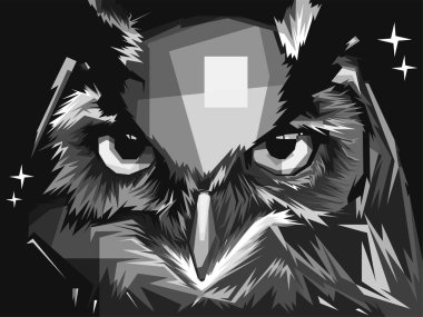 Black white Colorful Owl illustration design wpap popart style