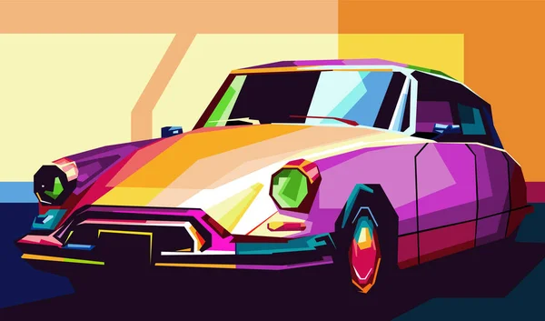 Old Car Colorful Wpap Popart Vector Illustration Abstract Background — Stock Vector