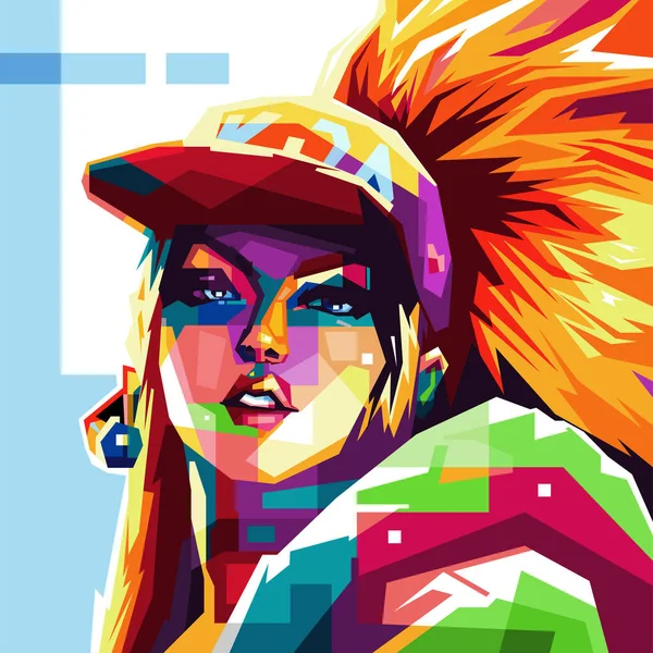 Beautiful Girl Blonde Hair Style Wpap Popart Vector Illustration Abstract — Stock Vector