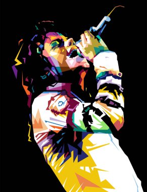 soyut arkaplan üzerine Amerika Wpap vektörü Popart renkli çizim tasarımından ünlü bir şarkıcı