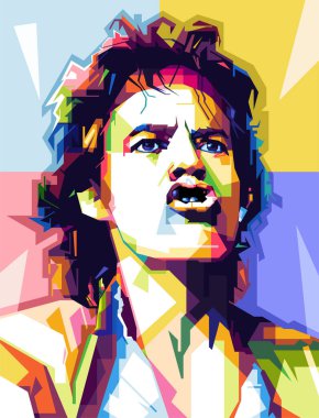 Ünlü sanatçı Mick Jagger wpap vektör popart renkli çizim tasarımı soyut arkaplan